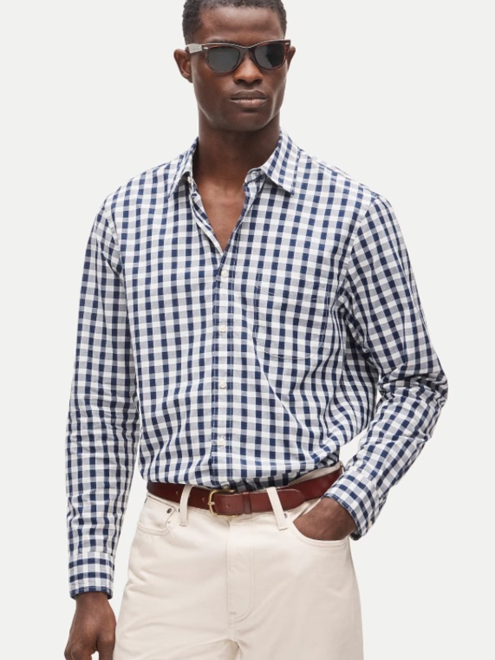 J crew New Bedford white blue Poplin shirt with point collar